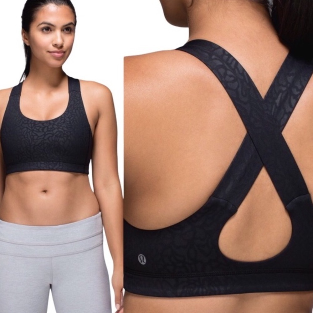LULULEMON All Sport Bra Embossed Petal Camo Black 2